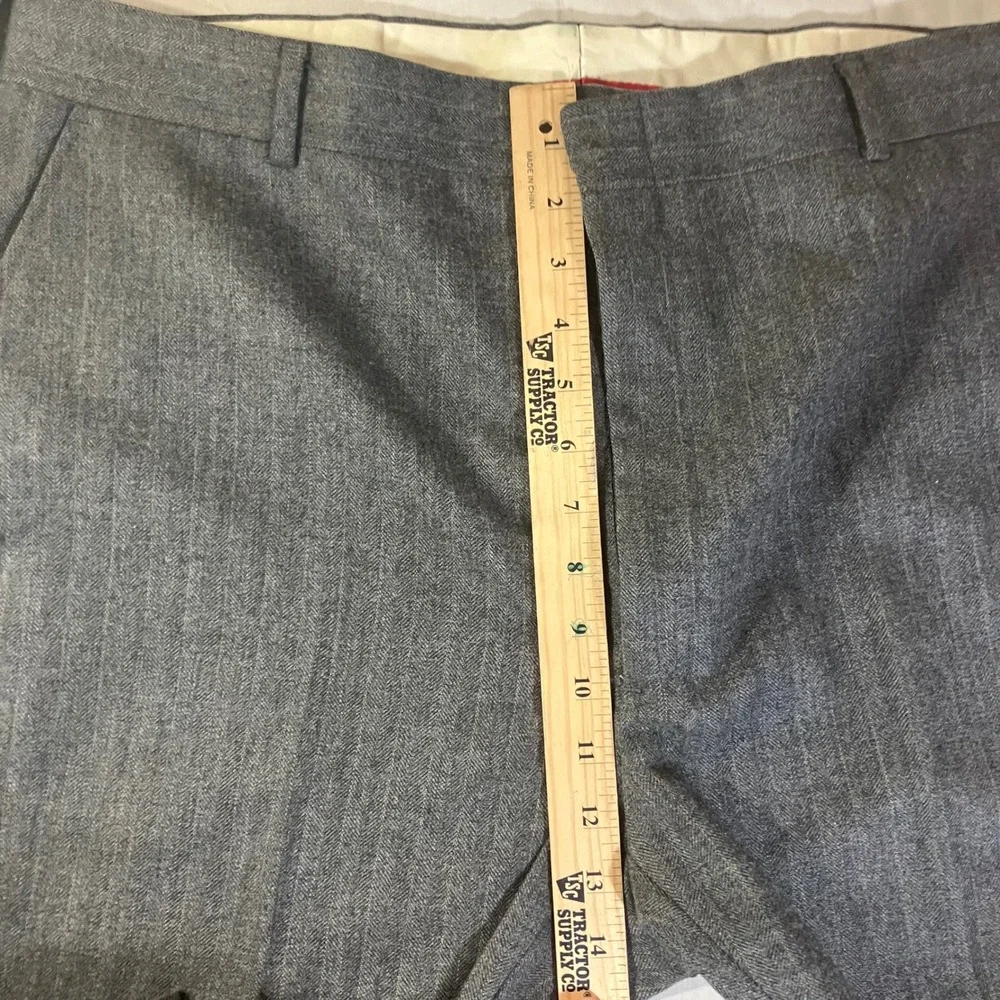 Canterbury Ltd Vintage 3Piece Suit Gray Herringbone Pinstripe 46R Union Made USA